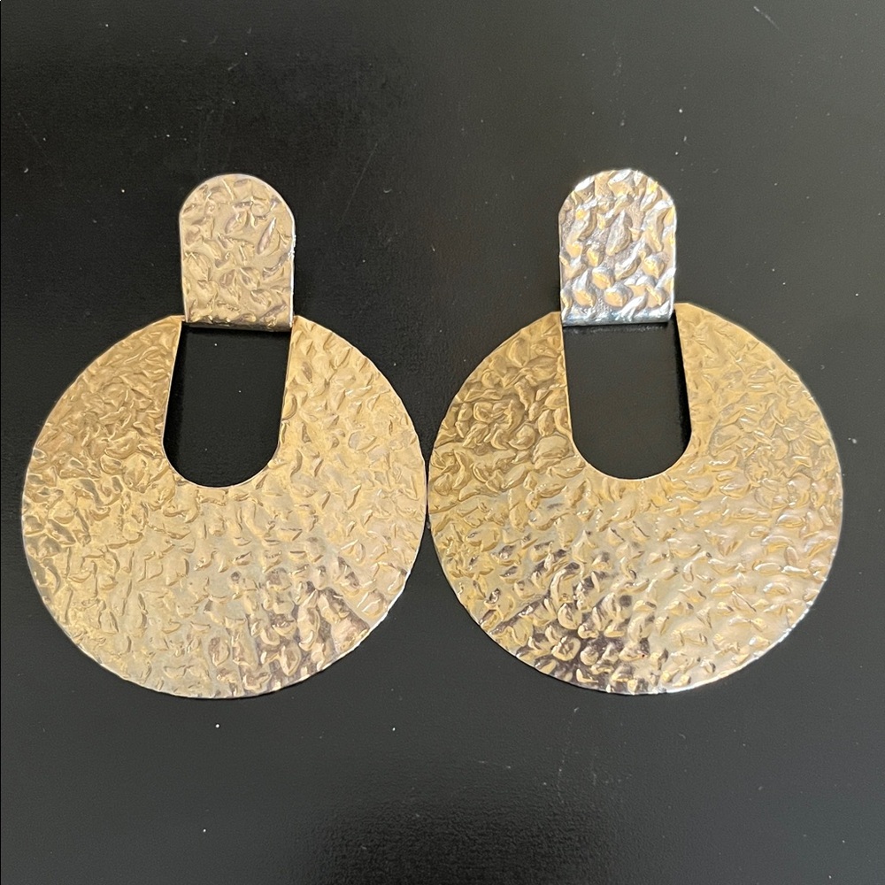 Gold Textured Drop Earrings